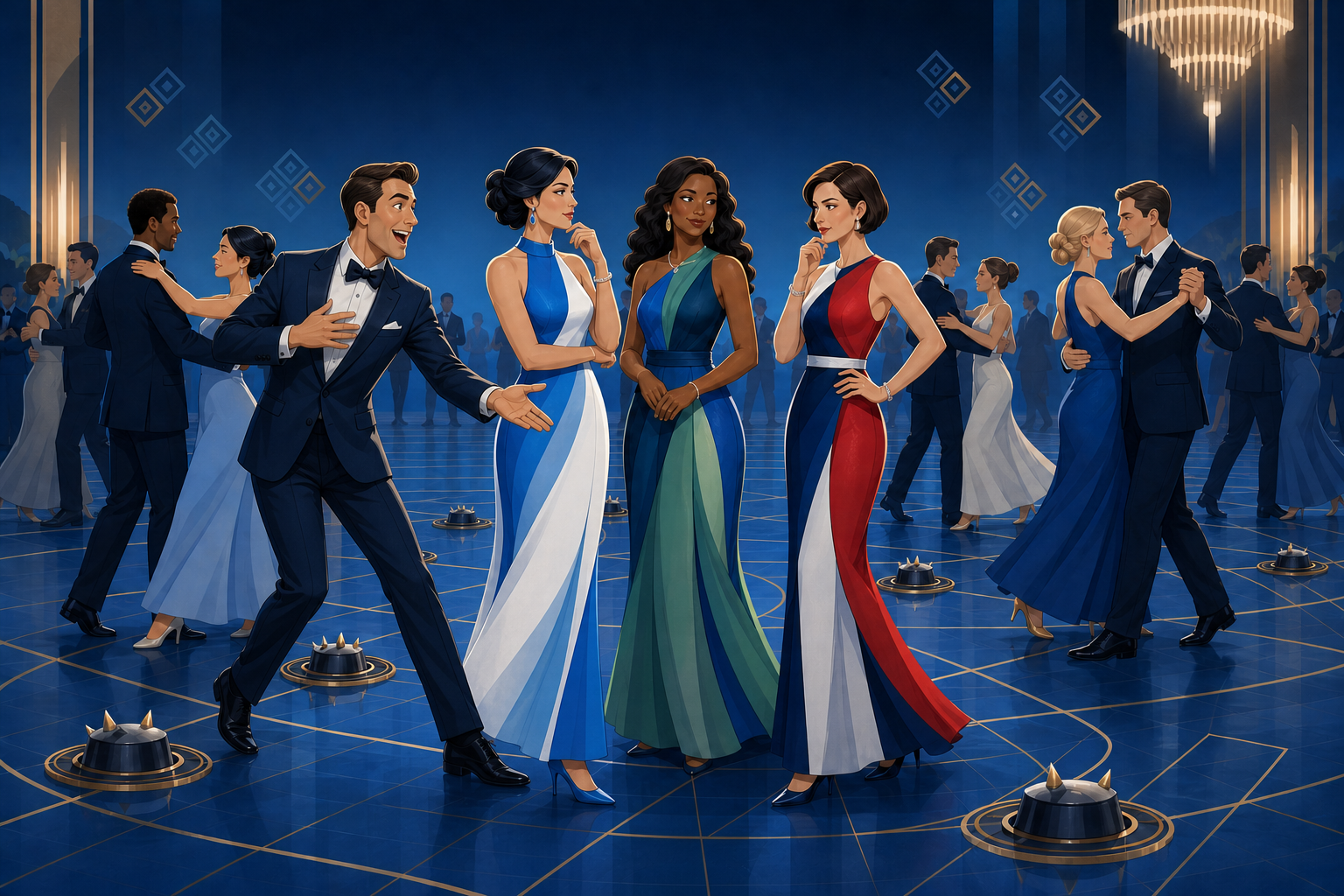 Credit Bureaus Dancers With Excited Male Partner